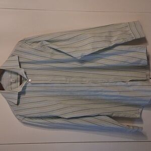 Banana Republic Men's Light Green Striped Dress Shirt